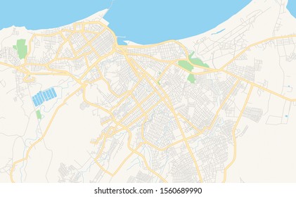 Printable street map of  Manta, Ecuador. Map template for business use.