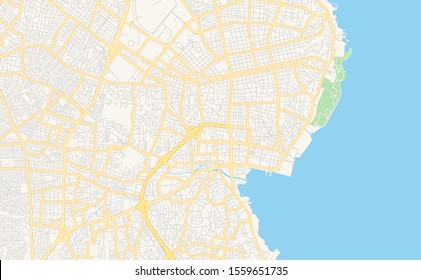 Printable street map of  Maracaibo, Venezuela. Map template for business use.