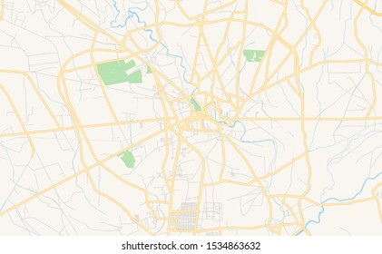 Printable street map of Mardan, Province  Khyber Pakhtunkhwa, Pakistan. Map template for business use.