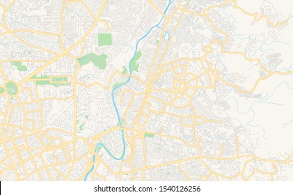 Printable street map of Marikina, Philippines. Map template for business use.