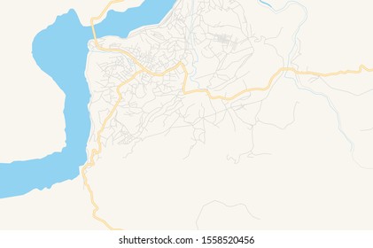 Printable street map of Matadi, DR Congo. Map template for business use.