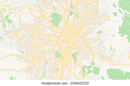 Printable street map of  Medellin, Colombia. Map template for business use.