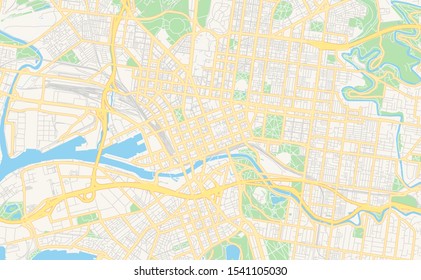 Printable street map of Melbourne, State Victoria, Australia. Map template for business use.