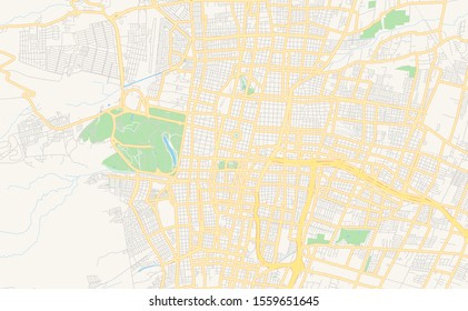 Printable street map of  Mendoza, Argentina. Map template for business use.