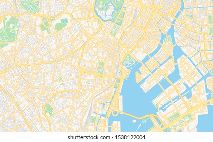 Printable street map of Minato, Prefecture Tokyo, Japan. Map template for business use.