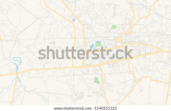 Printable Street Map Nakhon Pathom Province Stock Vector Royalty Free