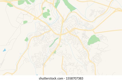 Printable street map of Nelspruit, South Africa. Map template for business use.