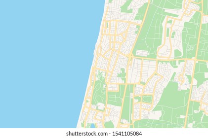 Printable street map of Netanya, District Center, Israel. Map template for business use.