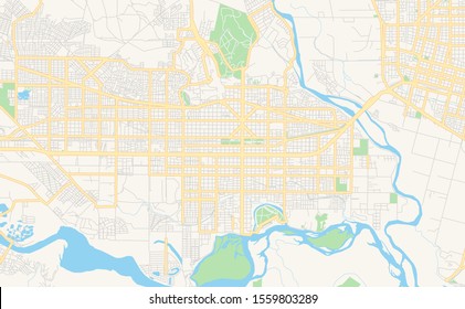 Printable street map of  Neuquen, Argentina. Map template for business use.