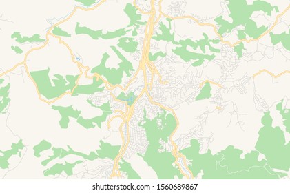 Printable street map of  Nova Friburgo, Brazil. Map template for business use.