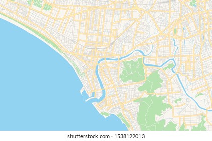 Printable street map of Numazu, Prefecture Shizuoka, Japan. Map template for business use.