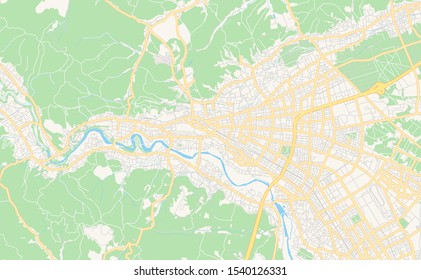 Printable Street Map Of Ome, Prefecture Tokyo, Japan. Map Template For Business Use.