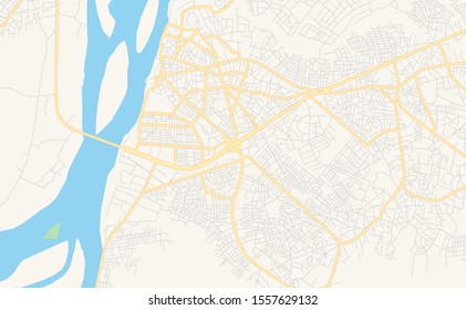 Printable street map of Onitsha, Nigeria. Map template for business use.