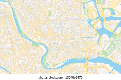 Printable street map of ota, Prefecture Tokyo, Japan. Map template for business use.