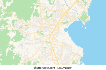 Printable street map of  Palhoca, Brazil. Map template for business use.