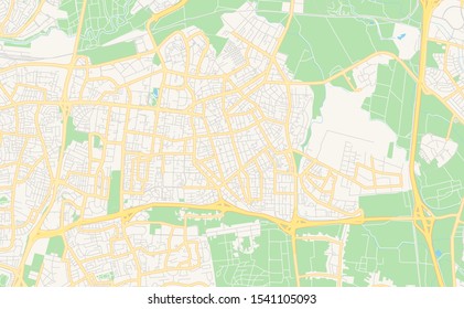 Printable street map of Petah Tikva, District Center, Israel. Map template for business use.