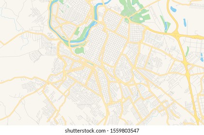 Printable street map of  Piracicaba, Brazil. Map template for business use.