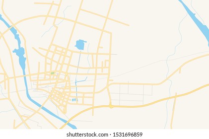 Printable street map of Pizhou, Province Jiangsu, China. Map template for business use.