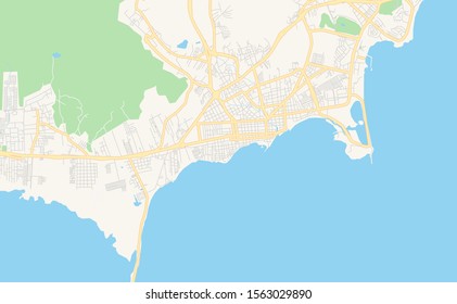 Printable street map of  Porlamar, Venezuela. Map template for business use.