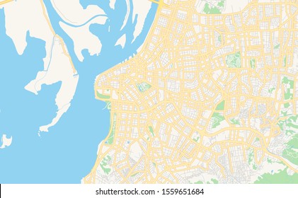 Printable street map of  Porto Alegre, Brazil. Map template for business use.