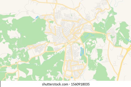 Printable street map of  Pouso Alegre, Brazil. Map template for business use.