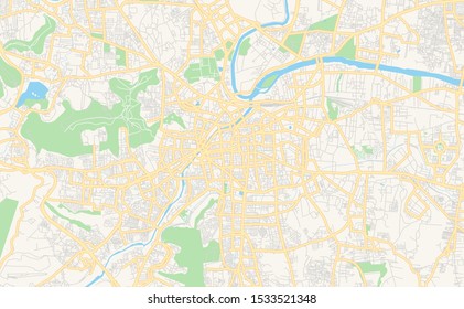 Printable Street Map Of Pune, State Maharashtra, India. Map Template For Business Use.