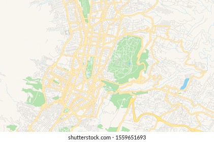 Printable street map of  Quito, Ecuador. Map template for business use.