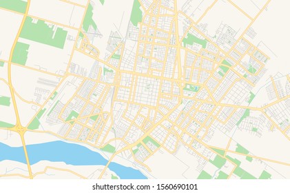 Printable street map of  Rancagua, Chile. Map template for business use.