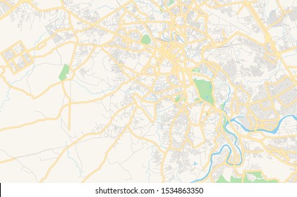Printable street map of Rawalpindi, Province  Punjab, Pakistan. Map template for business use.