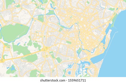 Printable street map of  Recife, Brazil. Map template for business use.