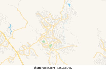 Printable street map of  Ribeirao das Neves, Brazil. Map template for business use.