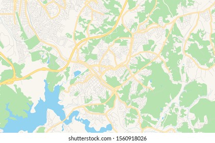 Printable street map of  Ribeirao Pires, Brazil. Map template for business use.