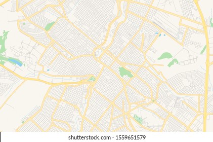 Printable street map of  Ribeirao Preto, Brazil. Map template for business use.