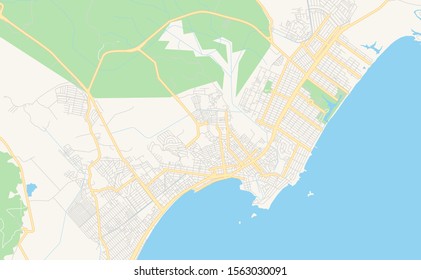 Printable street map of  Rio das Ostras, Brazil. Map template for business use.