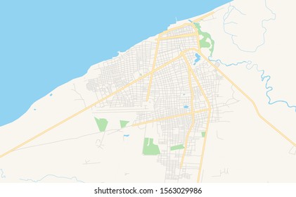 Printable street map of  Riohacha, Colombia. Map template for business use.