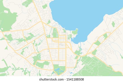 Printable Street Map Of Rotorua, New Zealand. Map Template For Business Use.