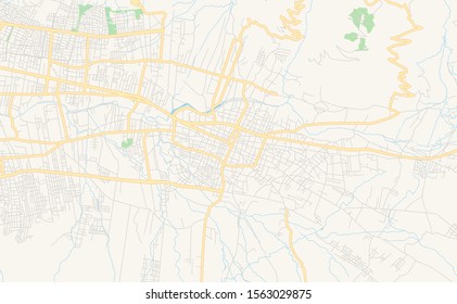 Printable street map of  Sacaba, Bolivia. Map template for business use.