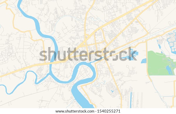 Printable Street Map Samut Sakhon Province Stock Vector (Royalty Free ...