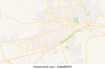 Printable street map of  San Luis, Argentina. Map template for business use.