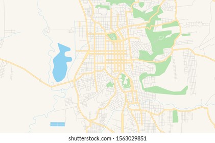 Printable street map of  Santa Cruz do Sul, Brazil. Map template for business use.