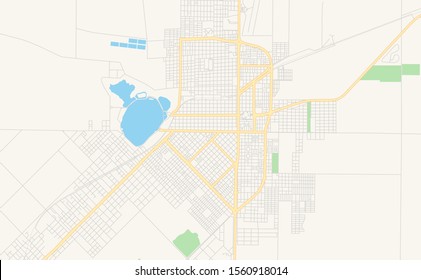 Printable street map of  Santa Rosa, Argentina. Map template for business use.