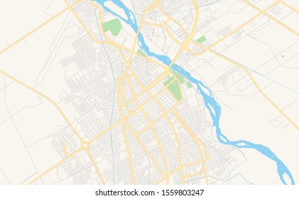 Printable street map of  Santiago del Estero, Argentina. Map template for business use.