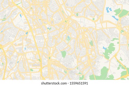 Printable street map of  Santo Andre, Brazil. Map template for business use.