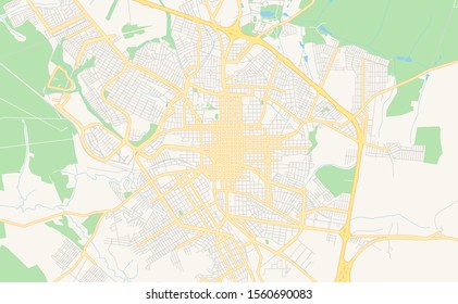 Printable street map of  Sao Carlos, Brazil. Map template for business use.