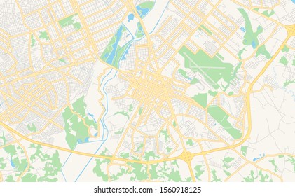 Printable street map of  Sao Jose dos Pinhais, Brazil. Map template for business use.