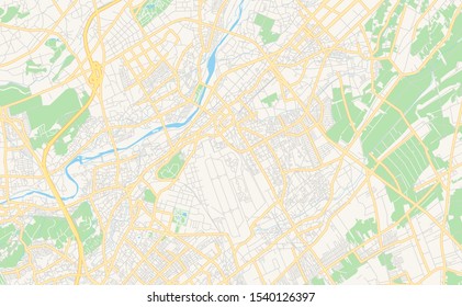 Mapa de ruas para impressão de Sayama, Prefeitura de Saitama, Japão. Modelo de mapa para uso comercial.
