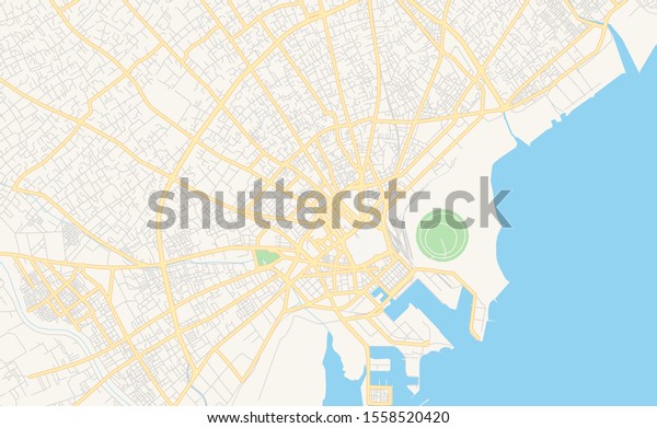 Printable Street Map Sfax Tunisia Map Stock Vector (Royalty Free ...