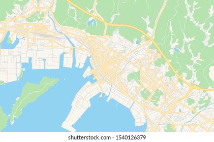 Printable street map of Shunan, Prefecture Yamaguchi, Japan. Map template for business use.