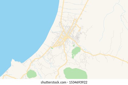 Printable street map of Singkawang, Province West Kalimantan, Indonesia. Map template for business use.