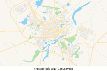 Printable street map of  Sobral, Brazil. Map template for business use.